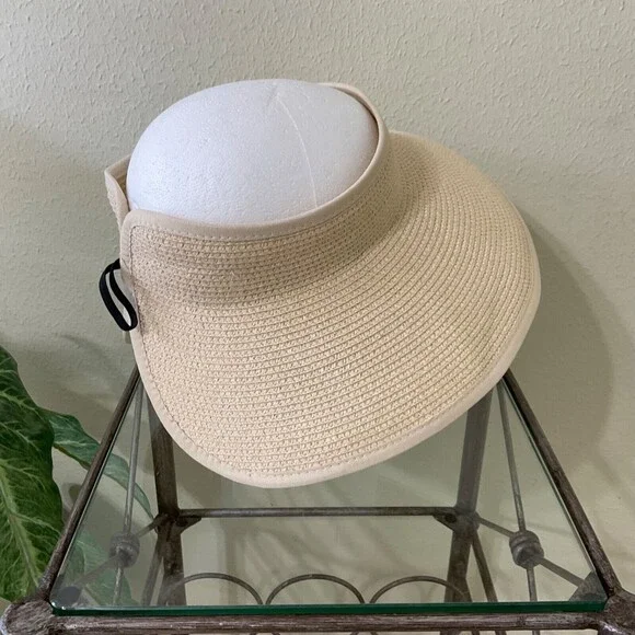 Furtalk Wrap Around Sun Visor Hat - Straw Adjustable Roll Up Packable - Size adj - Picture 2 of 8